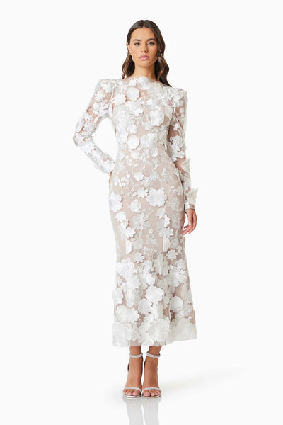 Shannon Floral Midi Dress - White