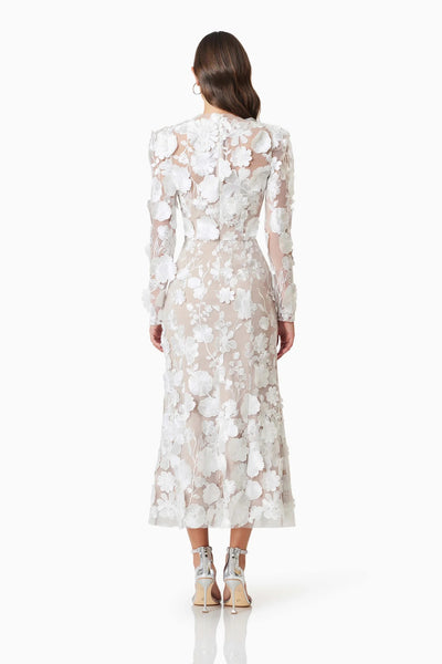 Shannon Floral Midi Dress - White