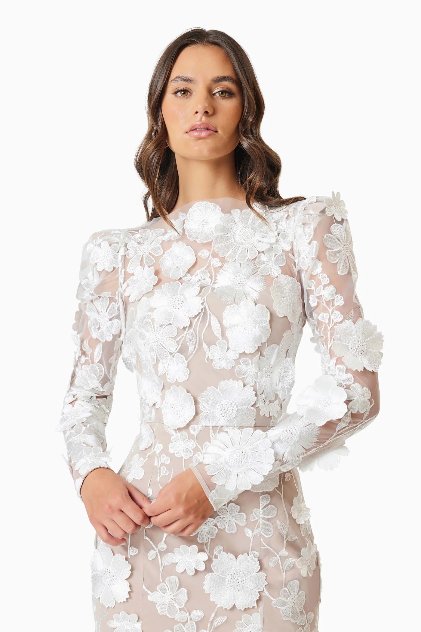 Shannon Floral Midi Dress - White