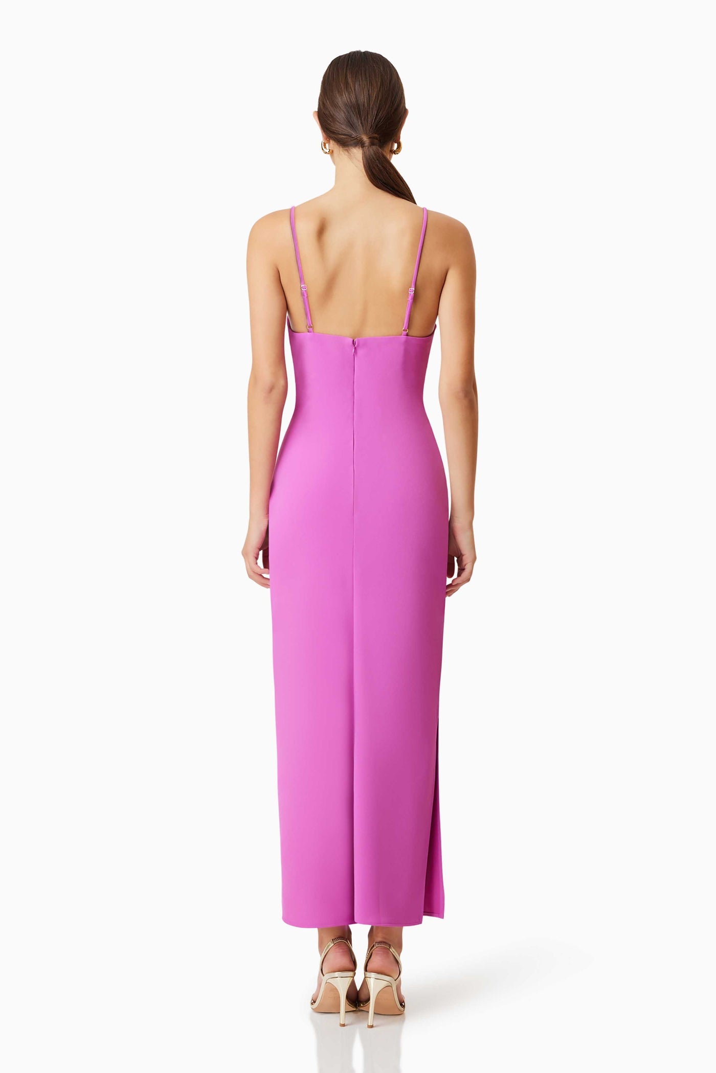 Kenna Cowl Neck Midi Dress - Purple