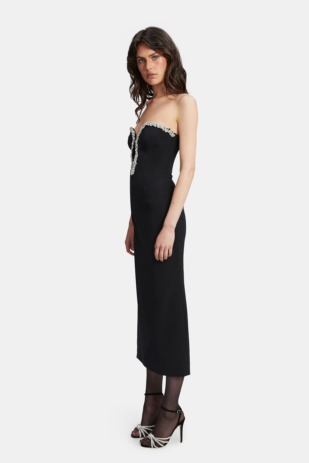 Eleni Diamante Midi Dress - Black - SHOPJAUS - JAUS