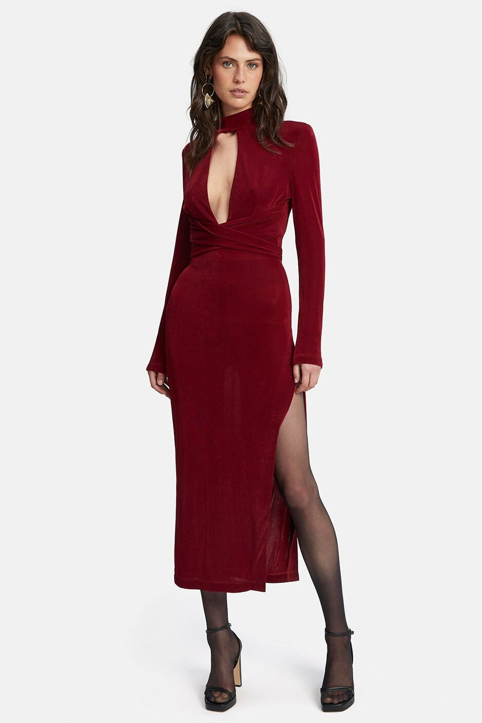 Ellis Knit Maxi Dress - Burgundy - SHOPJAUS - JAUS