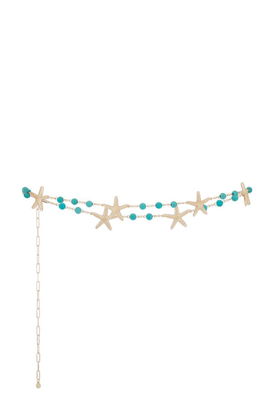 Starfish Beaded Waist Chain - Gold Tone