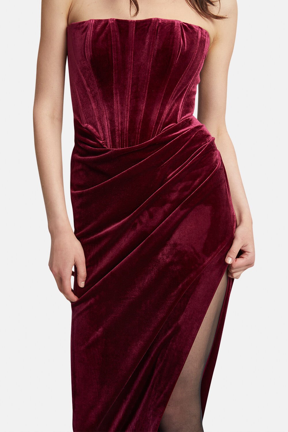 Everlasting Velour Midi Dress - Burgundy - SHOPJAUS - JAUS