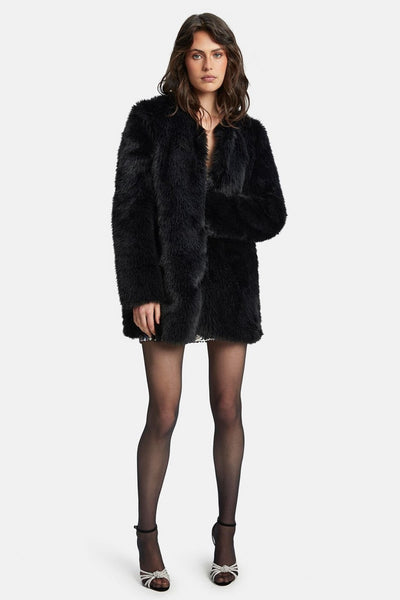 Logan Faux Fur Coat - Black - SHOPJAUS - JAUS