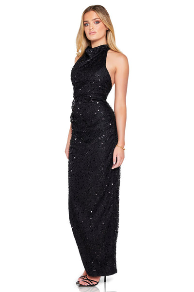 Nookie Gala Halter Gown - Black - SHOPJAUS - JAUS