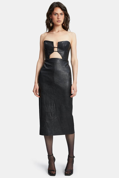 Nefeli Vegan Leather Dress - Black - SHOPJAUS - JAUS