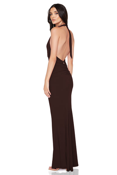 Nookie Illegal Side Split Gown - Chocolate - SHOPJAUS - JAUS