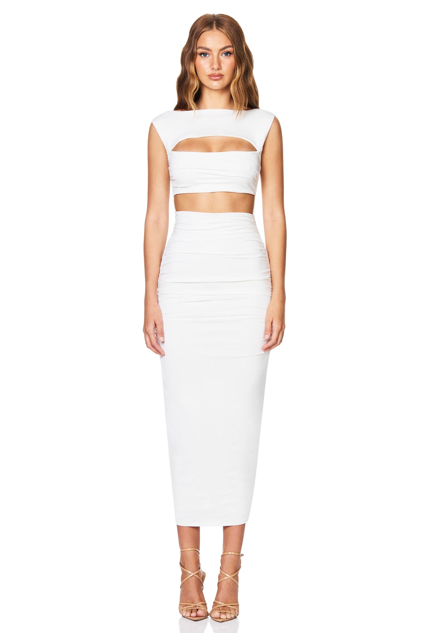 Nookie Enigma Cut Out Midi Dress - Ivory