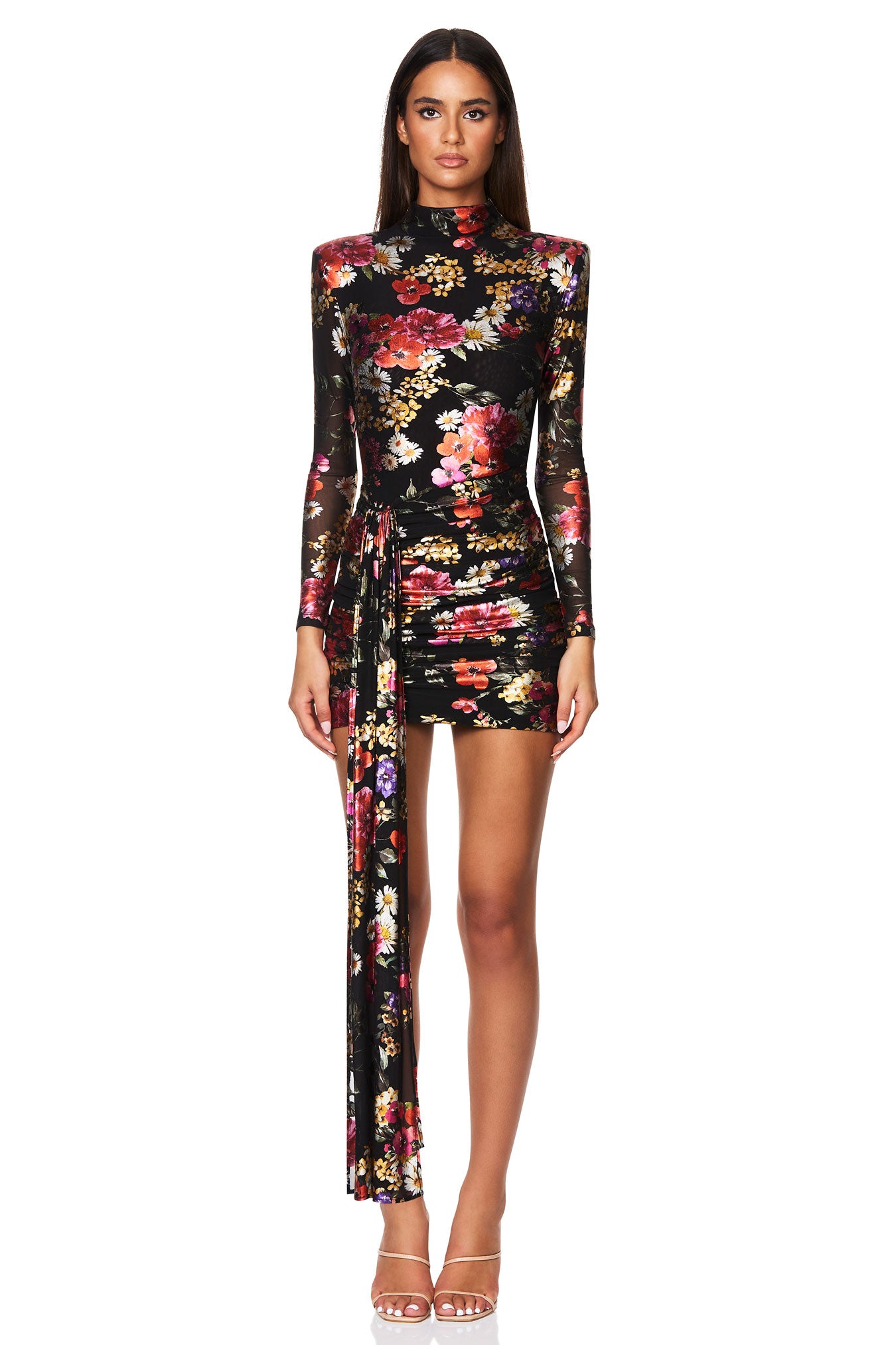 Nookie Electric Floral Long Sleeve Mini Dress - Floral