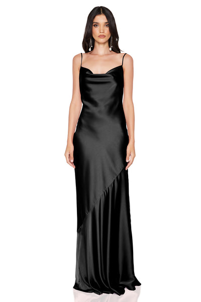 Nookie Entice Drape Gown - Black - SHOPJAUS - JAUS