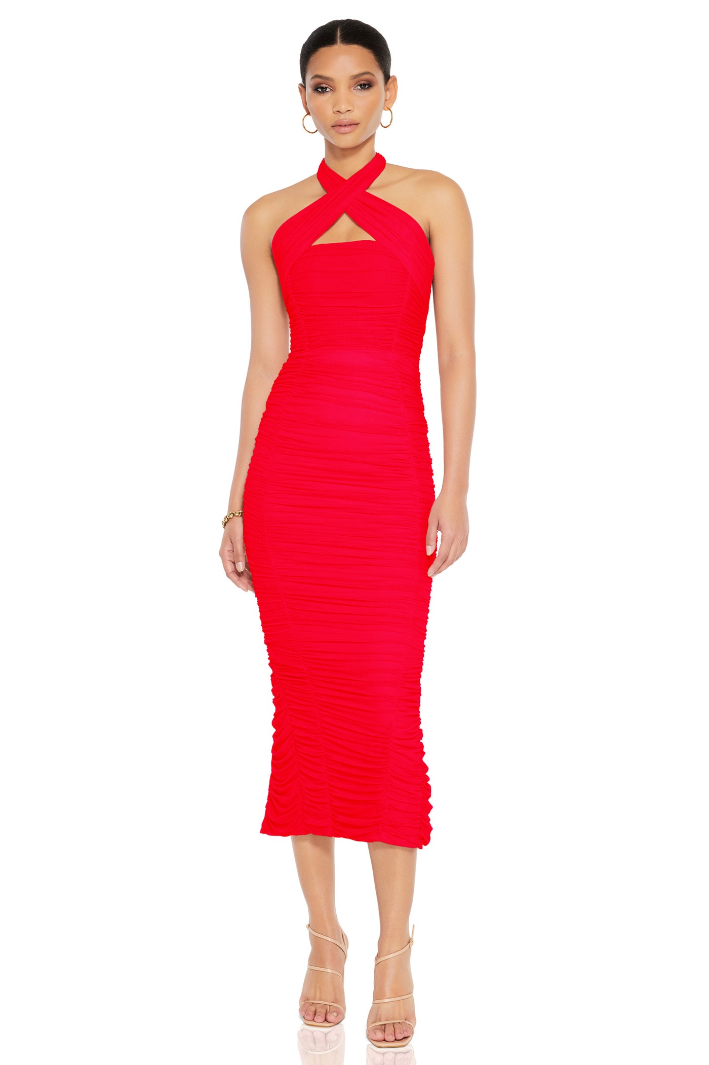 Nookie Monroe Midi Dress - Flame - SHOPJAUS - JAUS