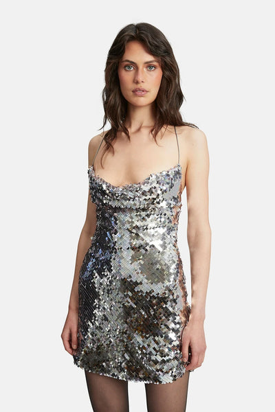 Shai Sequin Mini Dress - Silver - SHOPJAUS - JAUS