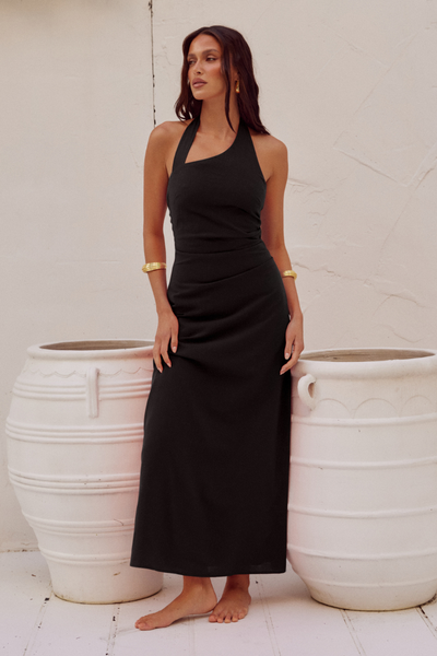 Sapphira Long Midi Dress - Black - SHOPJAUS - JAUS