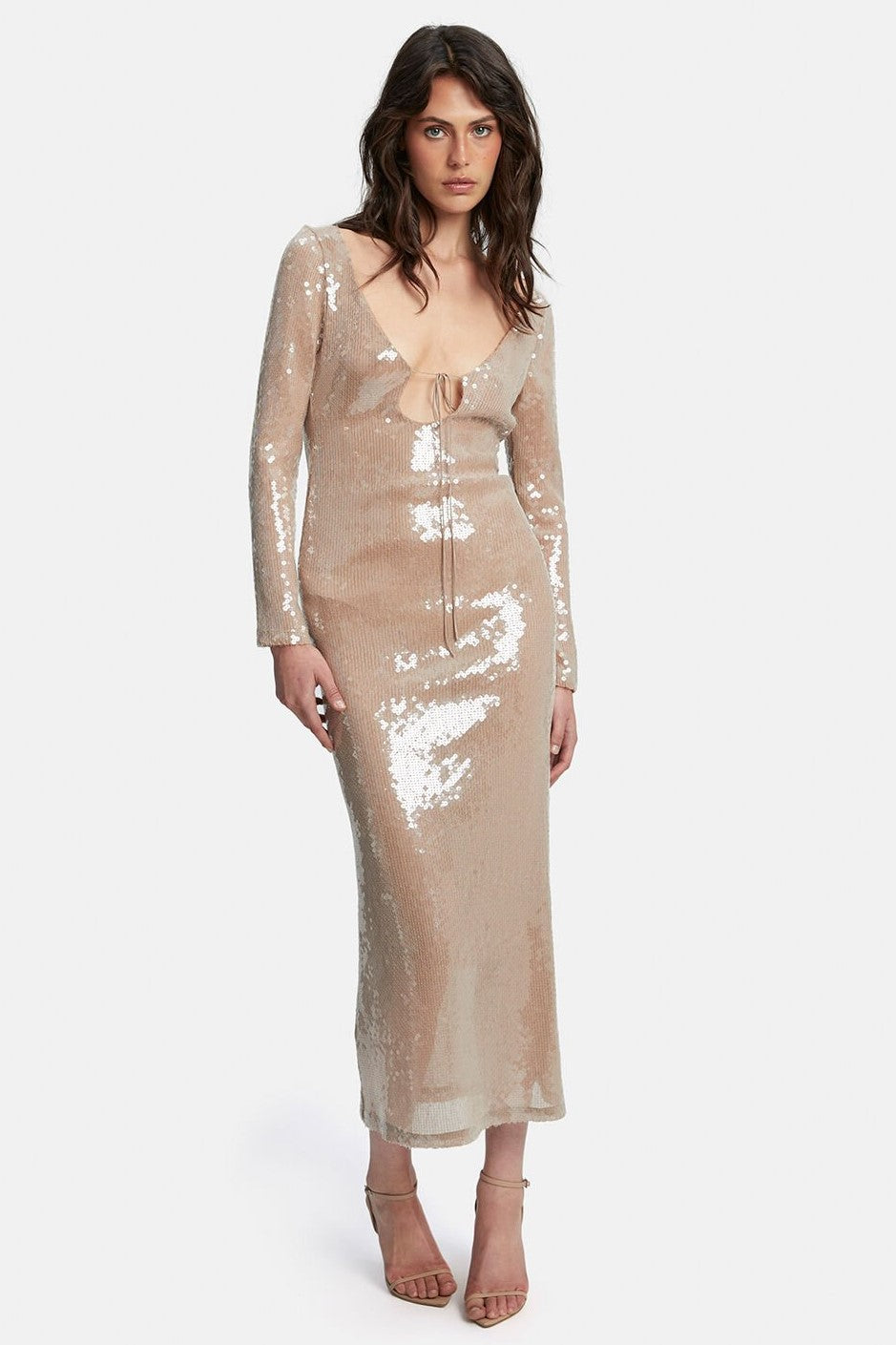 Verona Sequin Maxi Dress - Nude - SHOPJAUS - JAUS