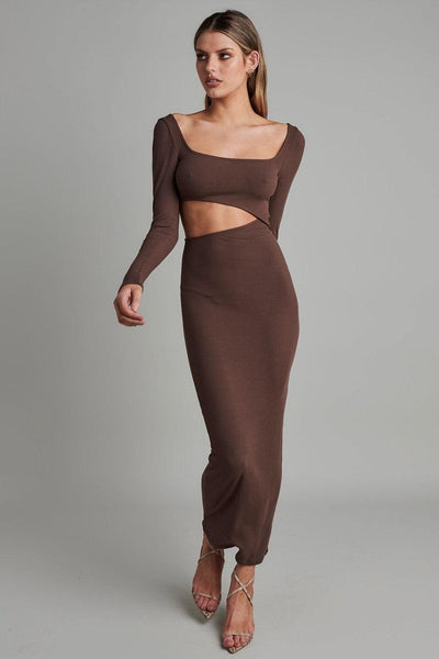 Angel Maxi Dress - Brown - JAUS