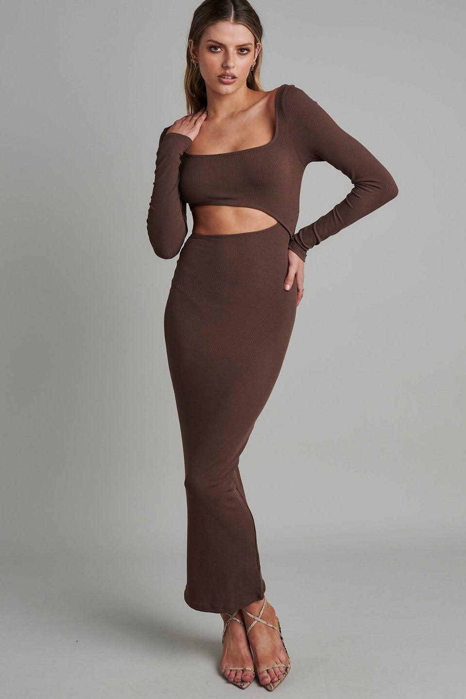 Angel Maxi Dress - Brown - JAUS