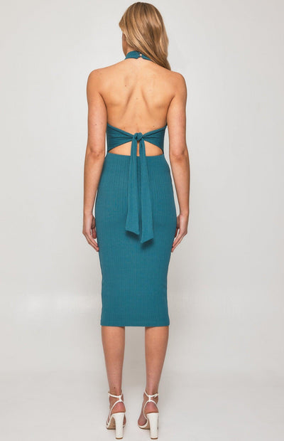 Aubree Halter Dress - Blue - JAUS