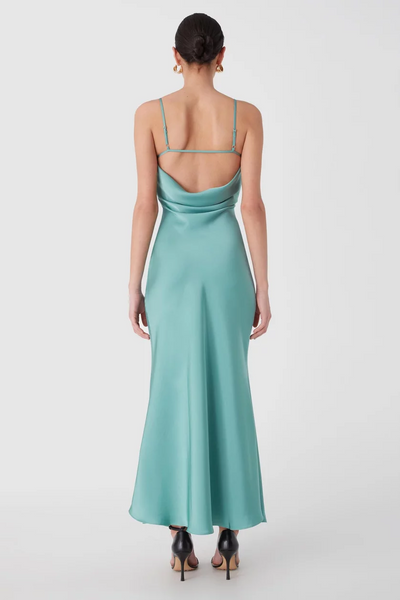 Misha Vida Satin Midi Dress - Juniper Green - SHOPJAUS - JAUS