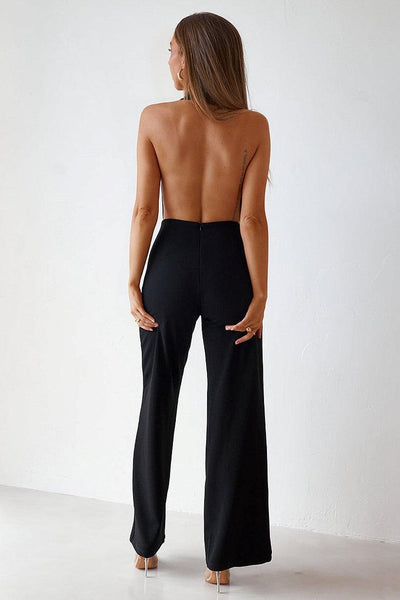 Backless Jumpsuit - Black - JAUS