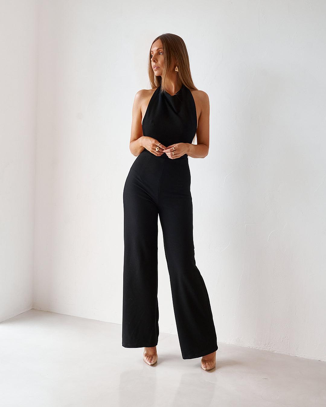 Backless Jumpsuit - Black - JAUS