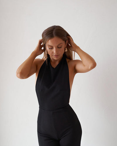 Backless Jumpsuit - Black - JAUS