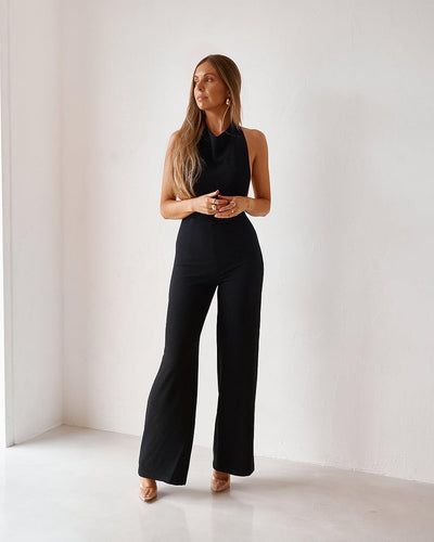 Backless Jumpsuit - Black - JAUS