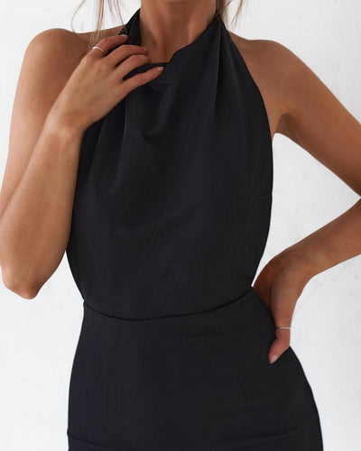 Backless Midi Dress - Black - JAUS