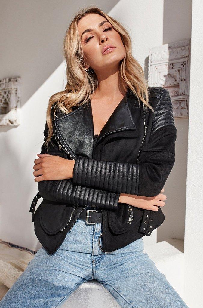 Bessy Biker Moto Jacket - Black - SHOPJAUS - JAUS