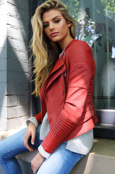 Bessy Biker Moto Jacket - Rust - SHOPJAUS - JAUS