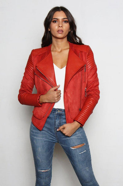 Bessy Biker Moto Jacket - Rust - SHOPJAUS - JAUS