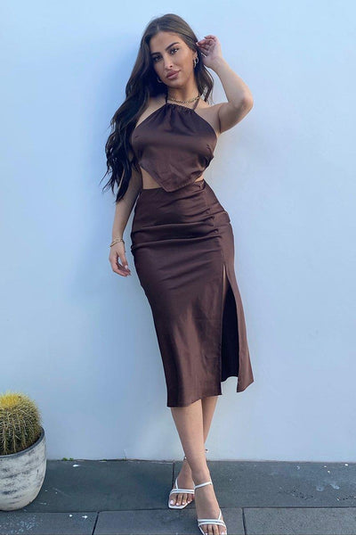 Carma Slip Skirt - Chocolate - JAUS