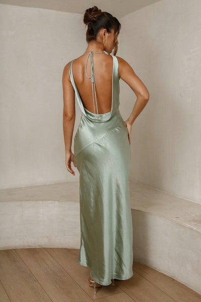 Cassandra Open Back Maxi Dress - Pistachio - JAUS