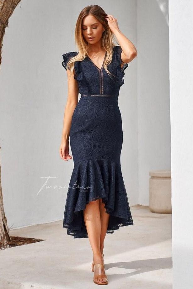 Chantelle Dress - Navy (PREORDER) - SHOPJAUS - JAUS