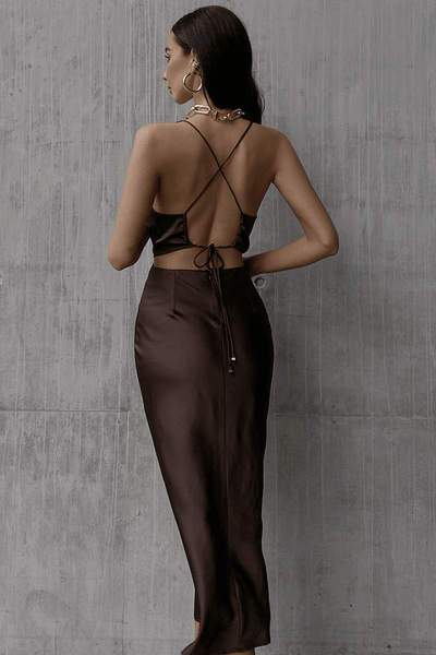 Charissa Slip Dress - Chocolate - JAUS