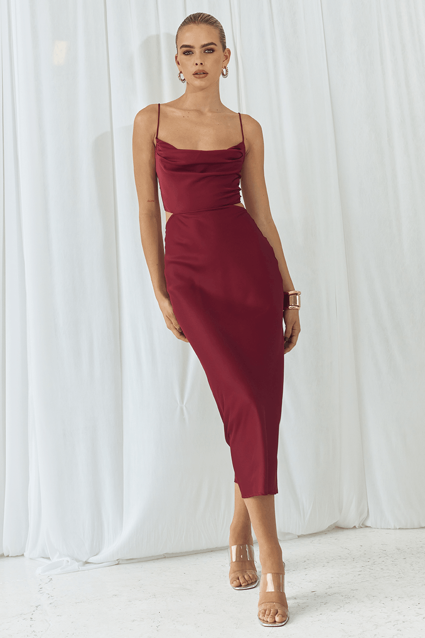 Charissa Slip Dress - Wine - JAUS