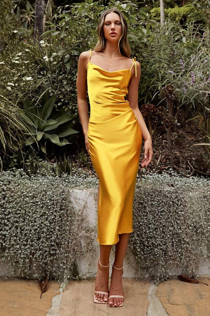 Ciara Midi Dress - Yellow - JAUS