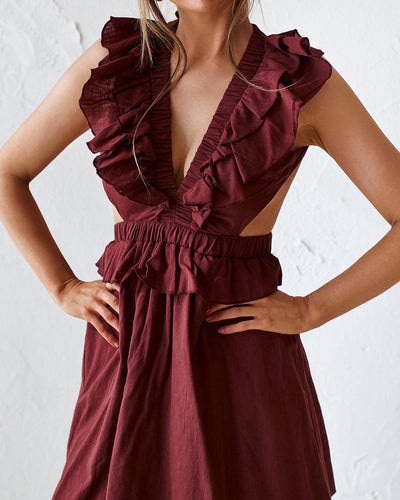 Darina Midi Dress - Burgundy - JAUS