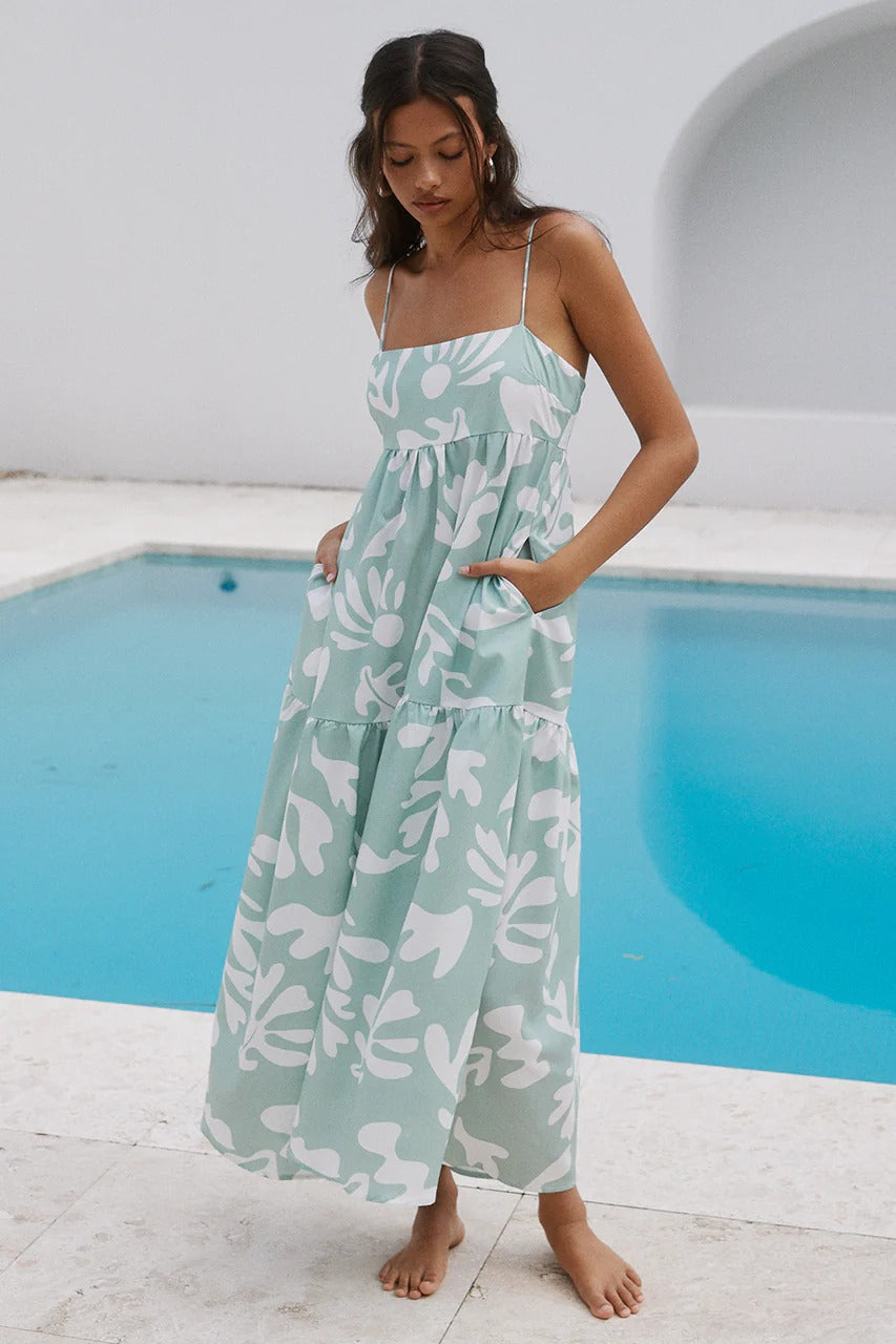 Hattia Midi Dress - Sage - SHOPJAUS - JAUS