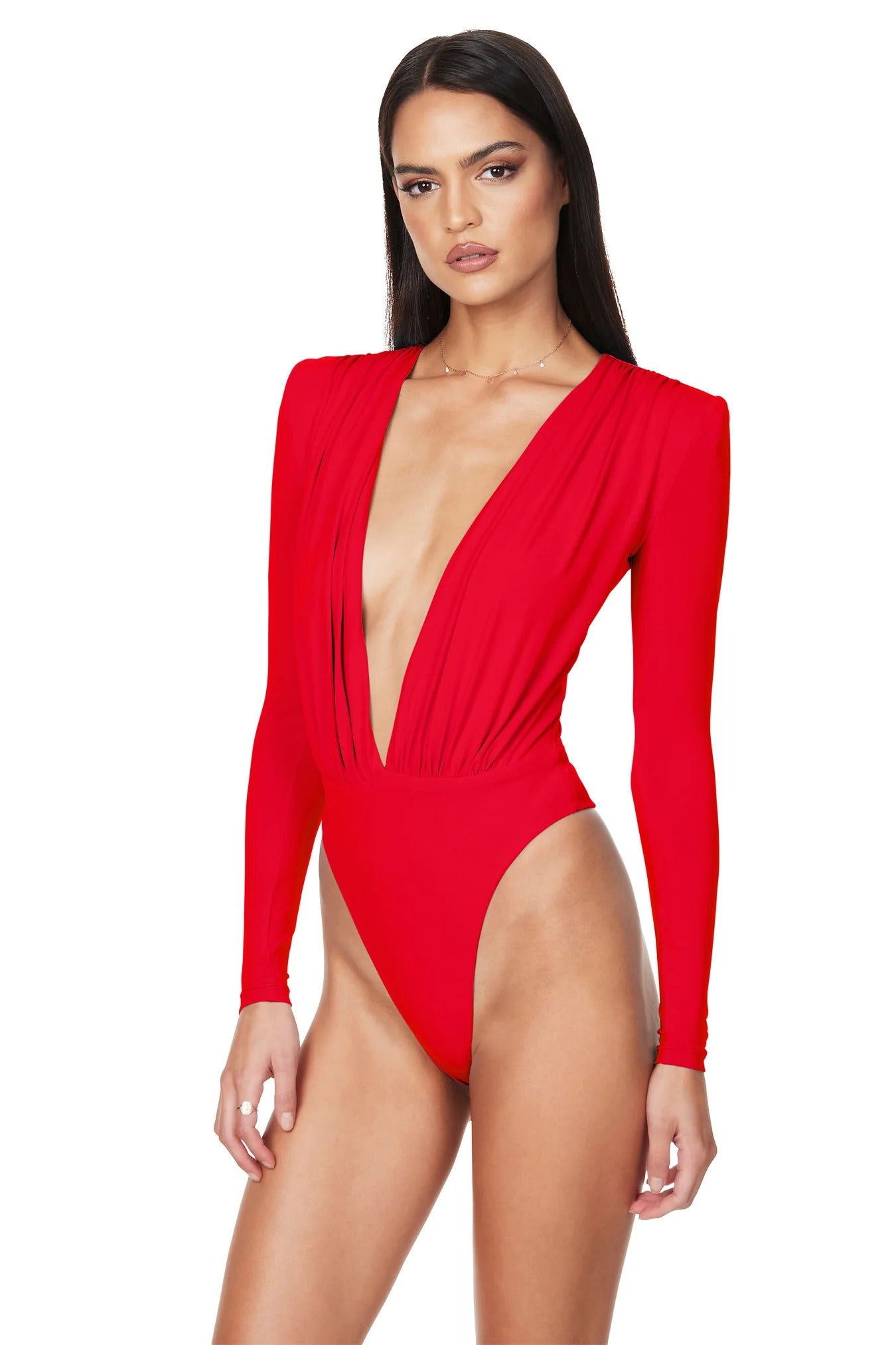 Nookie Dasha Plunge Bodysuit - Fiery Red - SHOPJAUS - JAUS