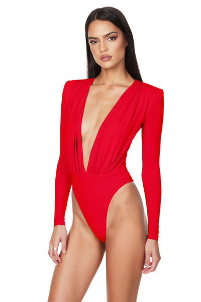 Nookie Dasha Plunge Bodysuit - Fiery Red - SHOPJAUS - JAUS