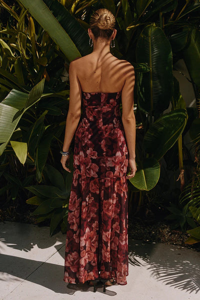 Avril Maxi Dress - Wine Floral - SHOPJAUS - JAUS