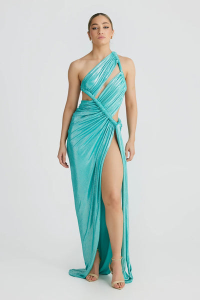 Aphrodite Gown - Aqua Metallic (PREORDER) - SHOPJAUS - JAUS