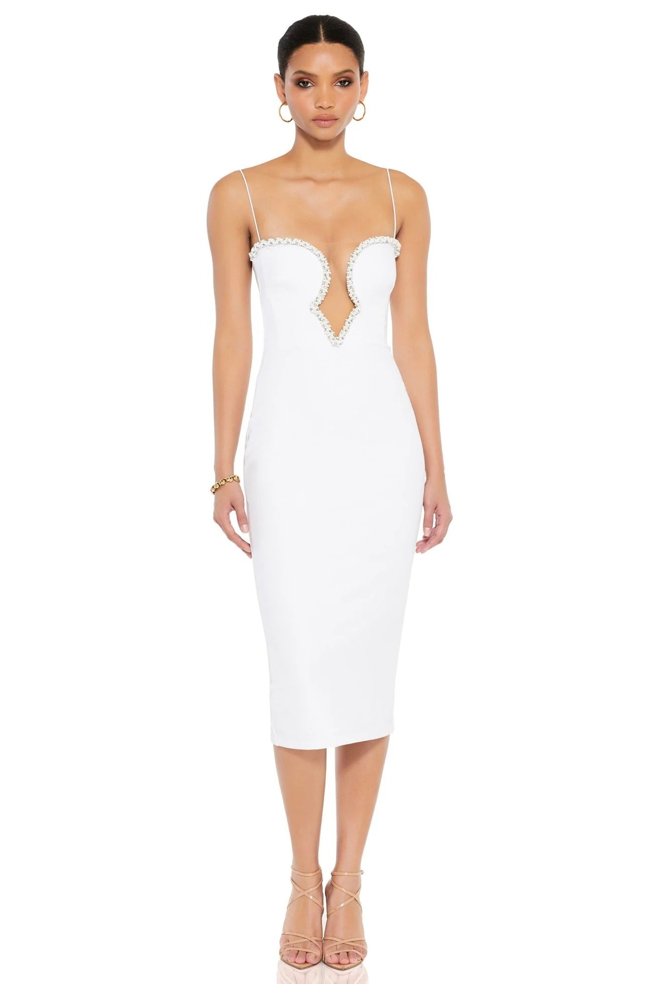 Nookie Adorn Midi Dress - White - SHOPJAUS - JAUS