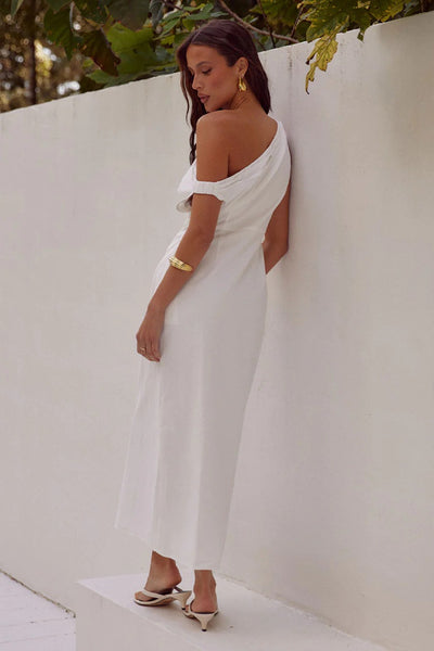 Jasmin Midi Dress - White - SHOPJAUS - JAUS