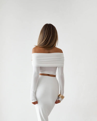 Sheer Long Sleeve Top - White - SHOPJAUS - JAUS