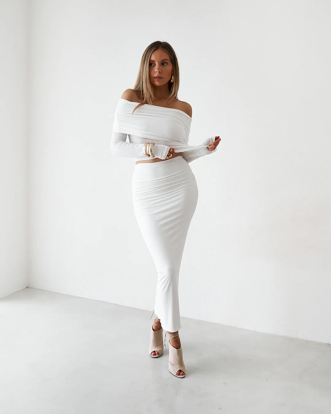 Sheer Long Sleeve Top - White - SHOPJAUS - JAUS