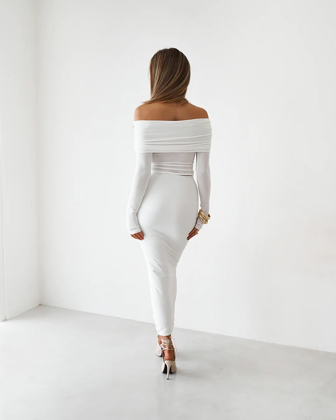 Sheer Long Sleeve Top - White - SHOPJAUS - JAUS