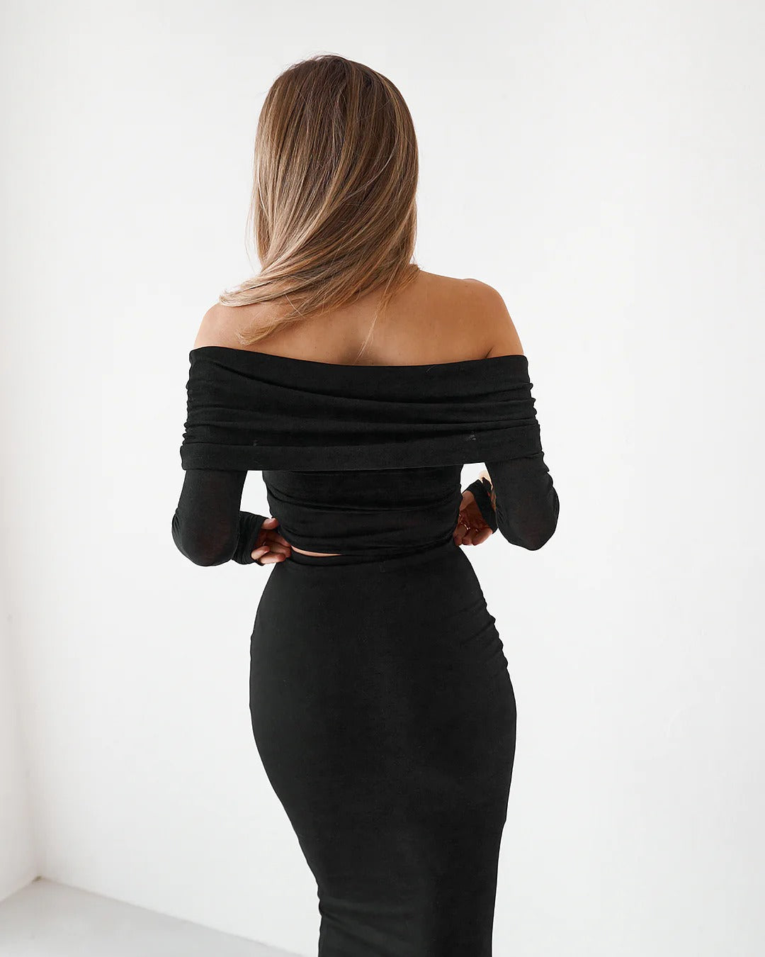 Sheer Long Sleeve Top - Black - SHOPJAUS - JAUS