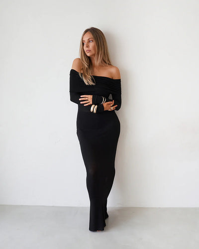 Sheer Maxi Dress - Black - SHOPJAUS - JAUS